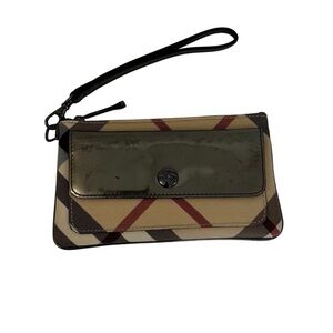 Burberry Beige and Red Check Wristlet
